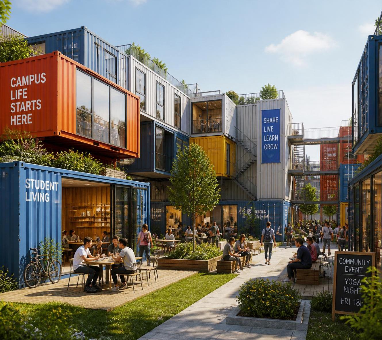 découvrez le conteneur étudiant, une solution d’habitat économique, modulable et écologique, idéale pour répondre aux besoins de logement sur les campus universitaires.