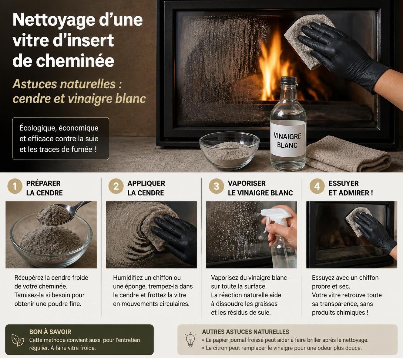 découvrez nos astuces efficaces pour nettoyer les vitres d'insert et éliminer les résidus tenaces sans effort, afin de profiter d'une vue claire et d'un insert toujours impeccable.