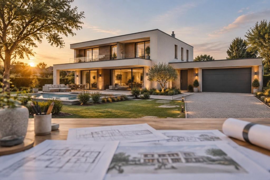découvrez des idées et plans pour une maison de 170 m² conçue par un architecte, avec garage : inspirations, agencement et conseils pour votre projet.